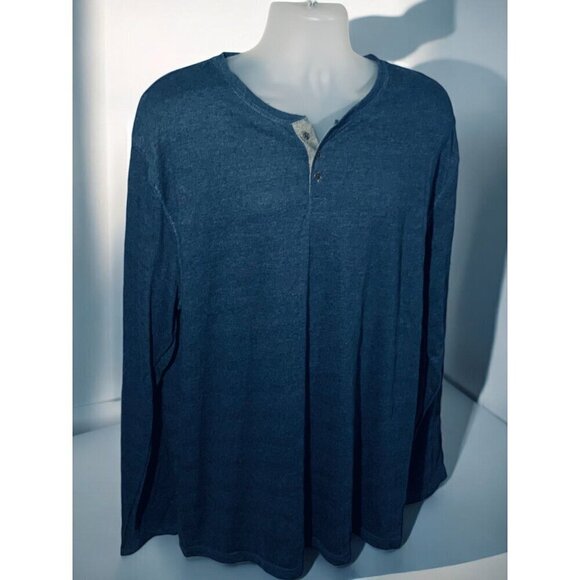 PX Clothing Harper Long Sleeve Henley 3 Button Navy Blue Heather Cotton NEW XXL - Picture 9 of 9